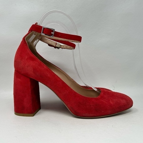 Lewit Emilia Ankle Strap Block Heel Pump, Red Suede, Women’s Size EU 37.5 - Picture 3 of 12